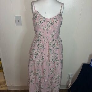 Floral Pink Sleeveless Dress